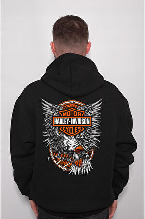 Harley Davidson Orange Bar Motorcycle Sweatshirt Unisex Kapüşonlu Hoodie