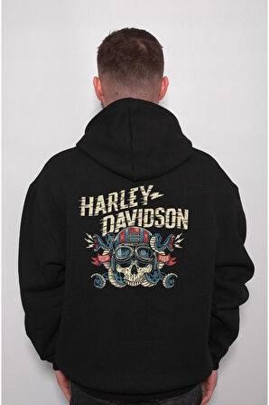 Harley Davidson Skull Ride Free Motorcycle Sweatshirt Unisex Kapüşonlu Hoodie