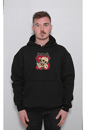 Metallica Skull Battery Guitar Electro Sweatshirt Unisex Kapüşonlu Hoodie