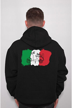 Vespa Motor Italian Flag İtalya Bayrağı Sweatshirt Unisex Kapüşonlu Hoodie