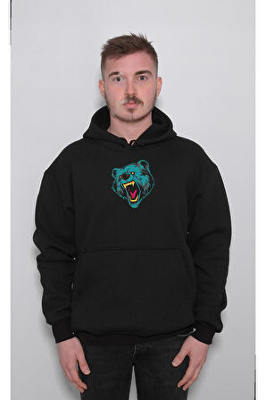 Ayı Angry Bear Sweatshirt Unisex Kapüşonlu Hoodie