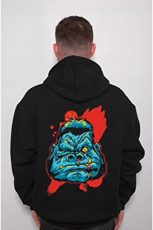 Goril Maymun King Kong Retro Şempanze Sweatshirt Unisex Kapüşonlu Hoodie