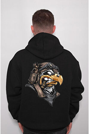 Kartal Angry Eagle Bullet Kask Sweatshirt Unisex Kapüşonlu Hoodie