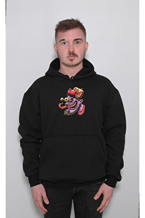 Ahtapot Hip-Hop Octopus Eyes Sweatshirt Unisex Kapüşonlu Hoodie