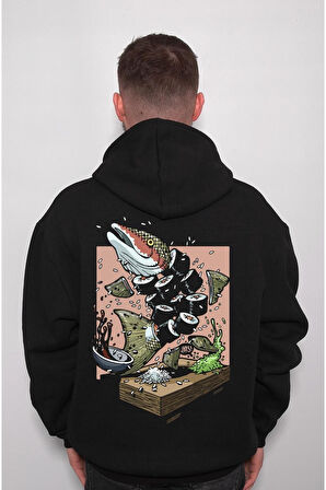 Fish Sushi Suşi Japan Rice Sweatshirt Unisex Kapüşonlu Hoodie