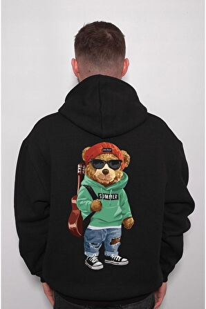 Mr Bear Guitar Gitar Hip-hop Sweatshirt Unisex Kapüşonlu Hoodie