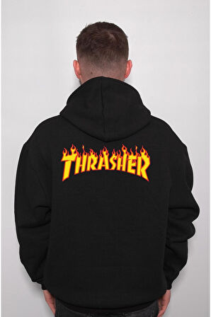 Trasher Magazine Logo Alev Sweatshirt Unisex Kapüşonlu Hoodie