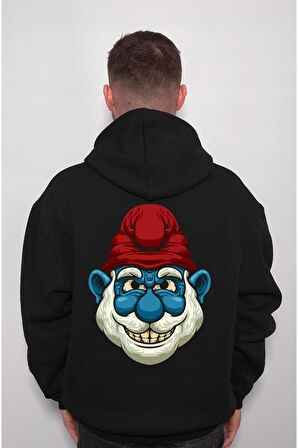 Şirinler Şirin Baba Red Beard Sweatshirt Unisex Kapüşonlu Hoodie
