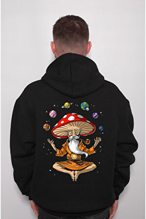 Magic Mushroom Buddha Yoga Aum Oum Çakra Sweatshirt Unisex Kapüşonlu Hoodie