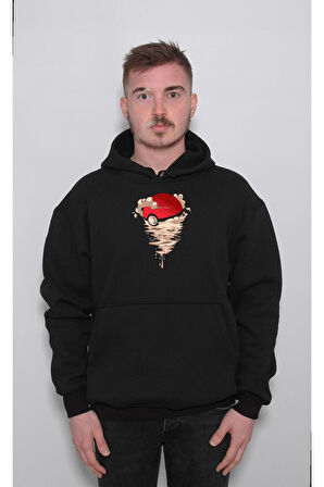 Pokemon Pokemon Go Kırmızı Top Sweatshirt Unisex Kapüşonlu Hoodie