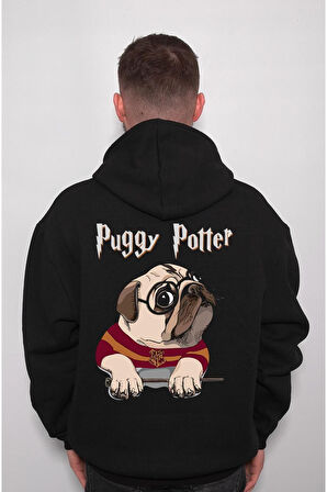 Puggy Potter Harry Potter Dog Köpek Pug Rıfkı Sweatshirt Unisex Kapüşonlu Hoodie