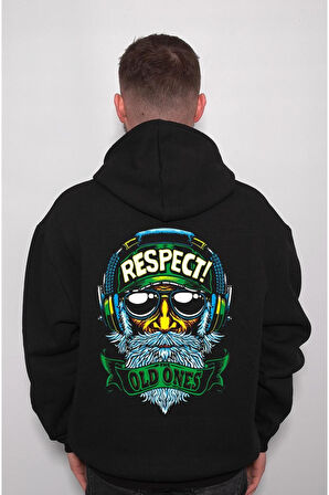 Respect Old Ones Eski Tarz Kulaklık Sweatshirt Unisex Kapüşonlu Hoodie