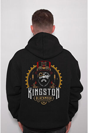 Kingston Black Moda Makine Döngü Sweatshirt Unisex Kapüşonlu Hoodie
