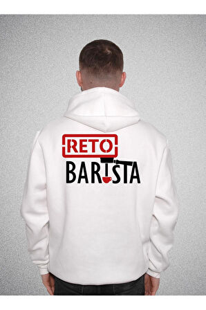 Retro Barista Kahve Coffe Art Barmen Sweatshirt Unisex Kapüşonlu Hoodie