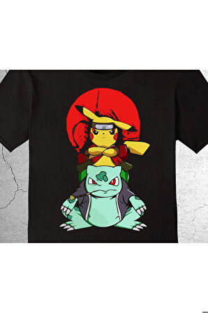 Naruto Pikachu Balbazar Bulbasaur Anime Ninja Japanese Tişört Çocuk T-shirt