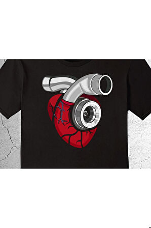 Kalp Heart Motor Turbo Araba Car Modifiye Tişört Çocuk T-shirt