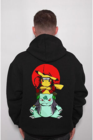 Naruto Pikachu Balbazar Bulbasaur Anime Ninja Japanese Sweatshirt Unisex Kapüşonlu Hoodie