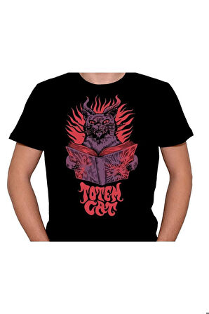 Totem Cat Okuyan Şeytan Kedi Devil Tişört Unisex T-shirt