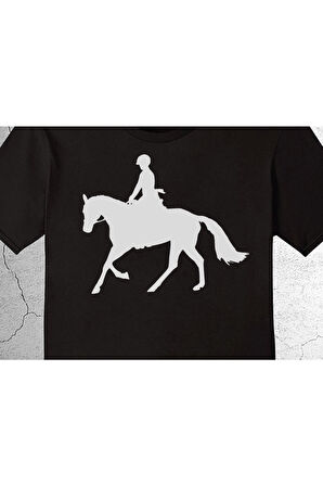 Binicilik At Silüet Yarış Jokey Tişört Çocuk T-shirt