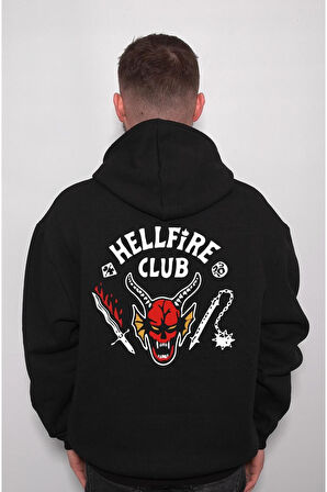 Hellfire Club Dizi Stranger Things Sweatshirt Unisex Kapüşonlu Hoodie