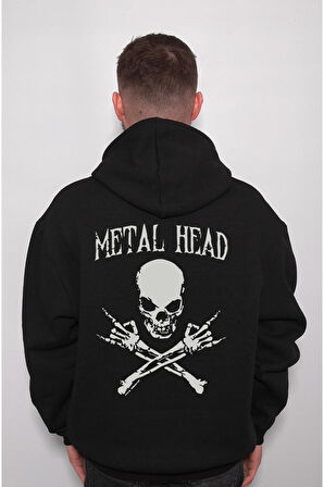 Metal Head Skull Kuru Kafa Sweatshirt Unisex Kapüşonlu Hoodie