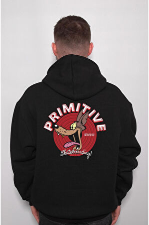 Primitive Wolf Kurt Çizgi Film Sweatshirt Unisex Kapüşonlu Hoodie