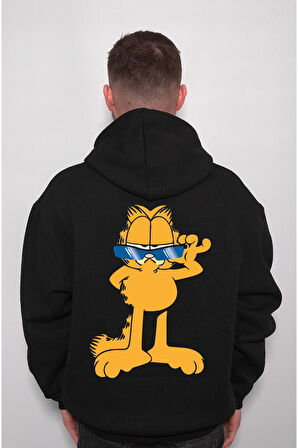 Garfield Cat Gözlüklü Kedi Hippi Sweatshirt Unisex Kapüşonlu Hoodie