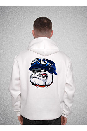 Pitbull Dog Fly Pilot Köpek Vahşi Sweatshirt Unisex Kapüşonlu Hoodie