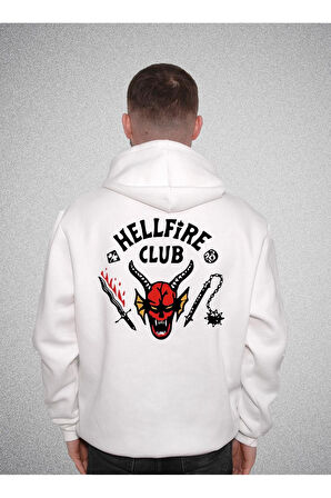 Hellfire Club Dizi Stranger Things Sweatshirt Unisex Kapüşonlu Hoodie