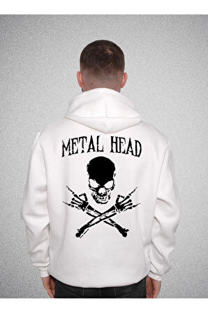 Metal Head Skull Kuru Kafa Sweatshirt Unisex Kapüşonlu Hoodie