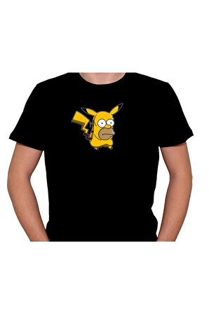 Homer Simpson Beer Pikachu Pikaçu Pokemon Tişört Unisex T-shirt