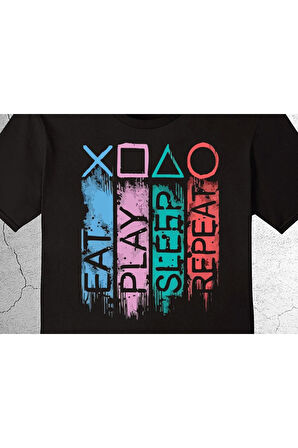 Eat Play Sleep Repeat Replay Ps4 Tişört Çocuk T-shirt