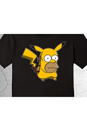 Homer Simpson Beer Pikachu Pikaçu Pokemon Tişört Çocuk T-shirt