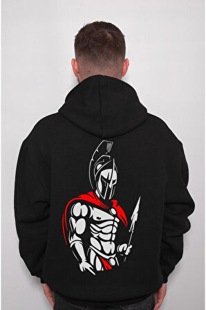 Spartan Moaon Aabe Spartalı Kask Mızrak Sweatshirt Unisex Kapüşonlu Hoodie