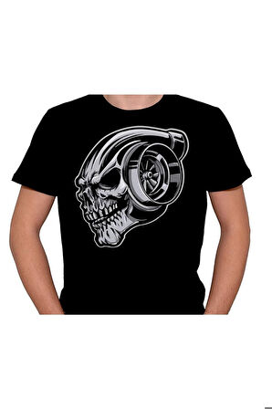 Motor Kuru Kafa Skull Tişört Unisex T-shirt