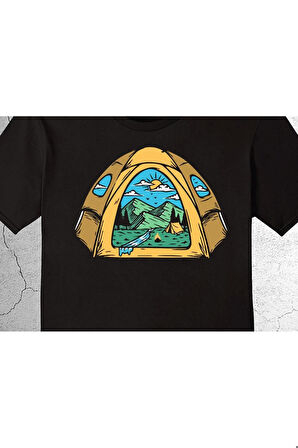 Adventure Awaits Kamp Çadır Camping Camp Doğa Tişört Çocuk T-shirt