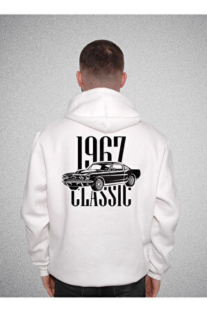 Ford Mustang 1967 Classic Car Klasik Araba Sweatshirt Unisex Kapüşonlu Hoodie