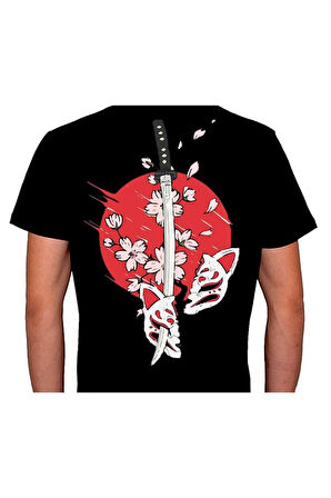 Katana Kılıç Anime Japan Japanese Kitsune Tişört Unisex T-shirt