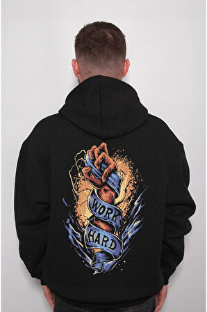 Work Hard Yumruk Çalışmak Sweatshirt Unisex Kapüşonlu Hoodie