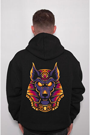 Anubis Mısır Egypt Piramit Firavun Köpek Sweatshirt Unisex Kapüşonlu Hoodie