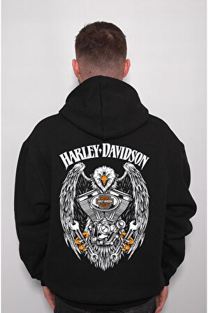 Harley Davidson Motorcycle Orange Bar Sweatshirt Unisex Kapüşonlu Hoodie