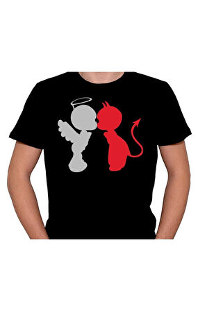 Angel Devil Love Şeytan Melek Aşkı Iyilik Kötülük Tişört Unisex T-shirt