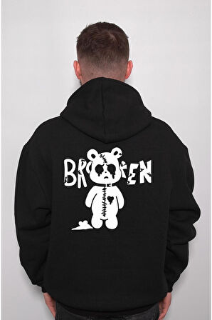 Broken Bear Hearts Kırık Kalpli Ayı Sweatshirt Unisex Kapüşonlu Hoodie