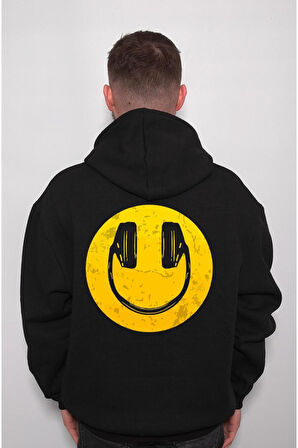 Smile Kulaklık Music Gülen Surat Sweatshirt Unisex Kapüşonlu Hoodie