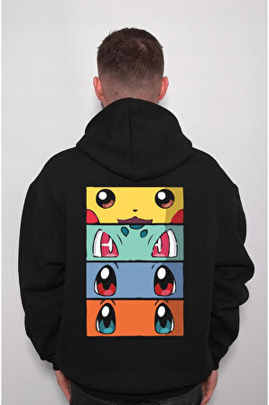 Pokemon All Caracters Pikachu Bulbasaur Charizard Sweatshirt Unisex Kapüşonlu Hoodie