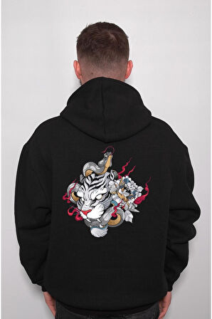 Tiger Snake Kaplan Yılan Animal Hayvanlar Sweatshirt Unisex Kapüşonlu Hoodie
