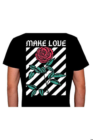 Make Love Rose Gül Guns Retro Tişört Unisex T-shirt