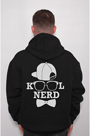 Kool Nerd Havalı İnek Gözlük Papyon Kep Sweatshirt Unisex Kapüşonlu Hoodie