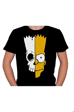 Simpson's Bart Skull Kuru Kafa Tişört Unisex T-shirt