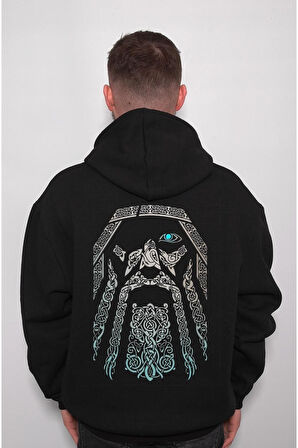 Odin Vikings Logo Vikingler Savaşçı Warrior Sweatshirt Unisex Kapüşonlu Hoodie